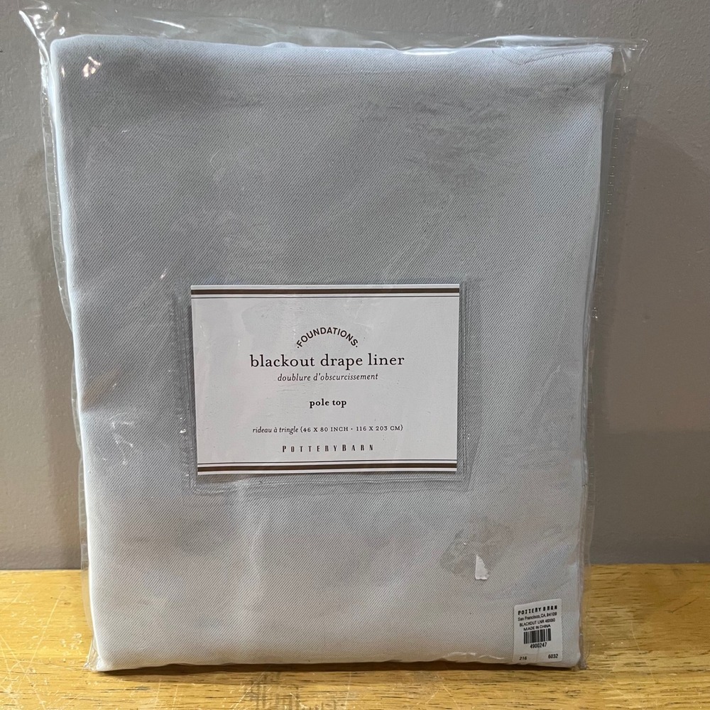 Pottery Barn Foundations Blackout Drape Liner Pole Top 46x80 Light Gray 4900247